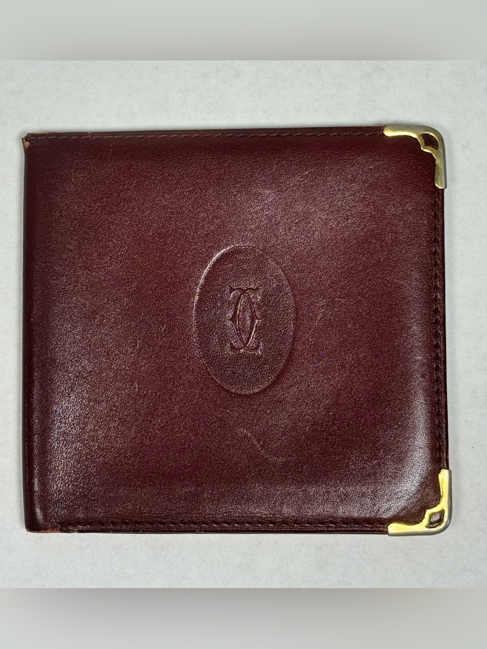 Vintage Cartier Must de Cartier Burgundy Leather Bifold Wallet